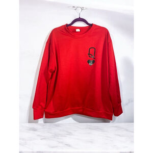 Women's Queen of Hearts Sweatshirt 1XL Red and Black Crewneck Valentines unisex